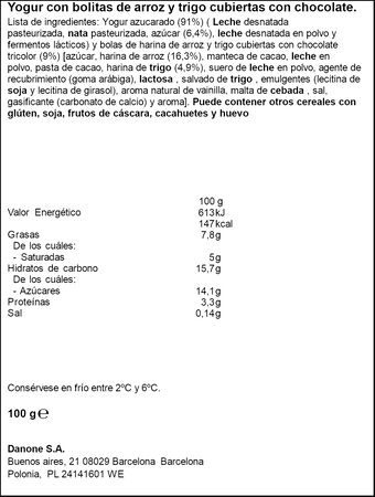 Yogur cremoso Danone duo 100gr con bolitas crunchy con chocolate