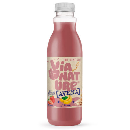 Bebida de avena sin azúcar añadido ViaNature 750 ml fresa y plátano