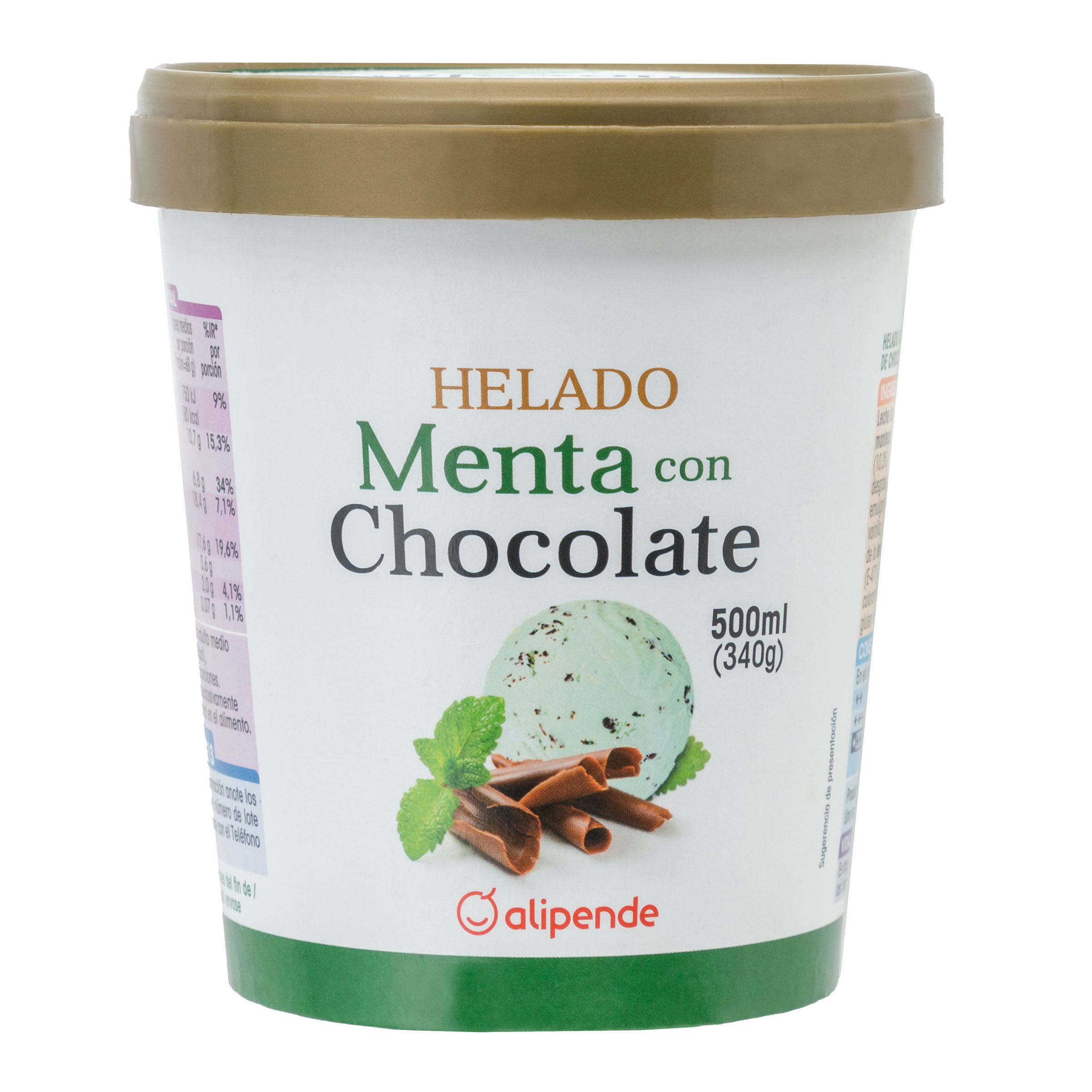 Helado tarrina Alipende menta y chocolate 500ml