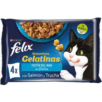 Comida h&uacute;meda gato F&eacute;lix Sensation pescados pack 4