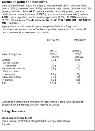 Crema casera de pollo-verdura Gallina Blanca 500ml