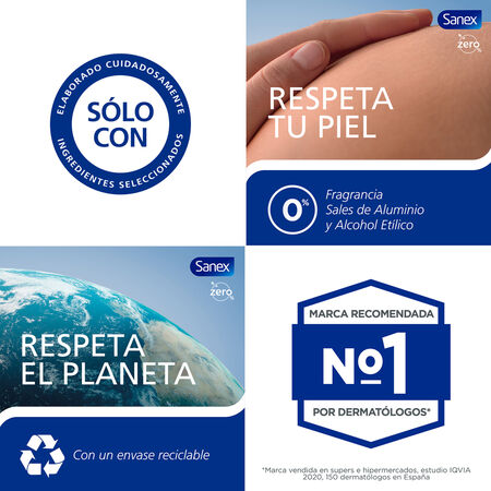 Desodorante en roll-on zero Sanex p2 50ml extra control