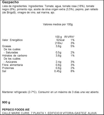 Gazpacho fresco Alvalle 900ml