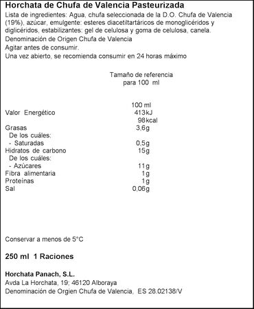 Horchata Fresca Xufatop&iacute;a 250 ml