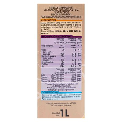Bebida Almendra Sin Azucar A&ntilde;adido Alipende 1 litro