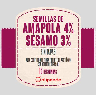 Pan de molde Alipende 500g amapola y s&eacute;samo
