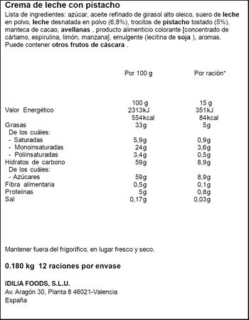Crema de leche y pistacho Nocilla 180g