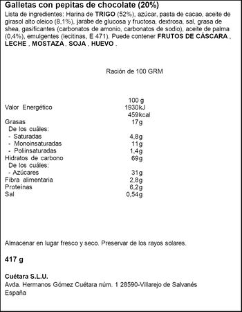 Galletas de chocolate Campurrianas 350g + 66g