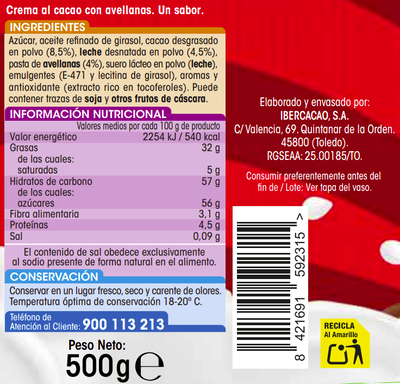 Crema de cacao y avellana Alipende 500g