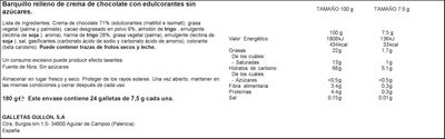Barquillo relleno crema chocolate s/az&uacute;car Gull&oacute;n 180g