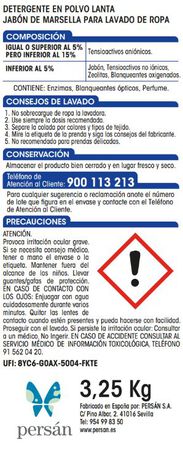 Detergente en polvo Lanta 50 lavados jab&oacute;n de marsella