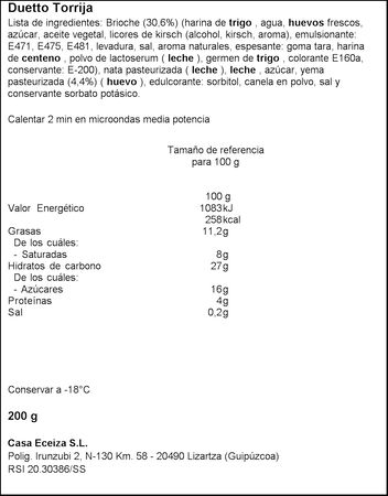 Torrija caramelizada de brioche Casa Eceiza 2uds