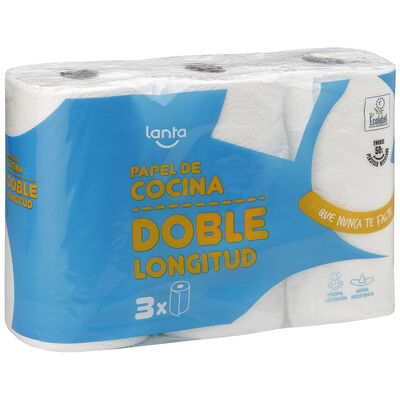 Papel de cocina Lanta pack-3 doble longitud