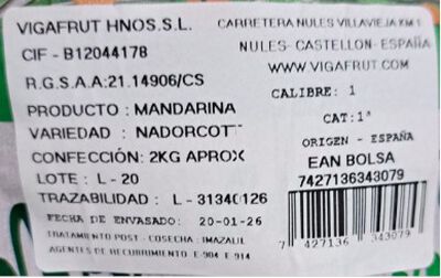 Mandarina o clementina malla 2kg