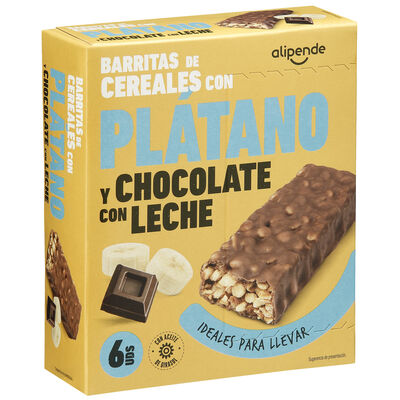 Barritas cereales con pl&aacute;tano y chocolate Alipende 156g