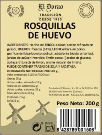 Rosquilla huevo tradicional El Dorado 200g