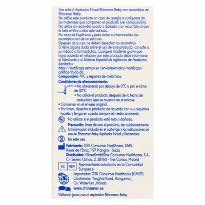 Aspirador nasal recambio baby Rhinomer 10 unidades