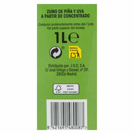 Zumo de piña y uva Alipende brik 1l