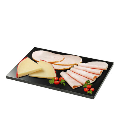 Lote: 250 gr Jamón cocido+205gr Pavo braseado+250gr Queso bola