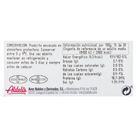 Brochetas de pollo marinado Aldelís 310g