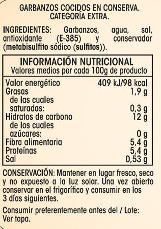 Garbanzo cocido Alipende 215g