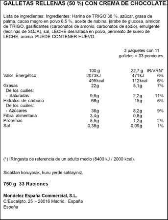 Galleta rellena Príncipe pack-3 maxichoc