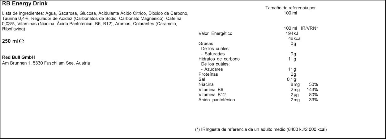 Bebida energética Red Bull 25cl