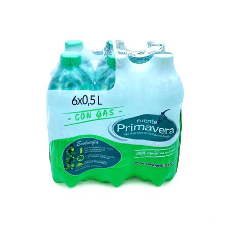 Agua con gas Fuente Primavera 0,5l pack 6
