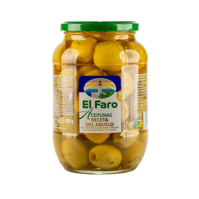 Aceitunas ali&ntilde;adas sin hueso receta del abuelo El Faro 400g