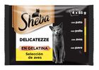 Sheba Delicatezze Comida H&uacute;meda para Gatos Selecci&oacute;n de Aves en Gelatina Multipack 4x85g