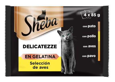 Sheba Delicatezze Comida Húmeda para Gatos Selección de Aves en Gelatina Multipack 4x85g