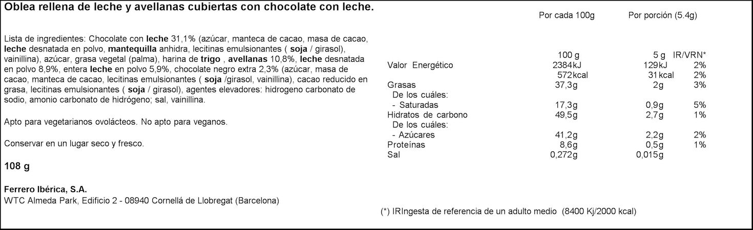 Chocolatina Kinder bueno 20u mini