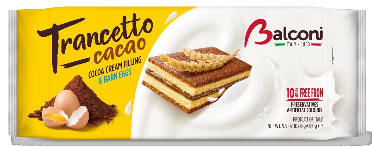 Pastelito Trancetto Balconi 280g relleno de cacao