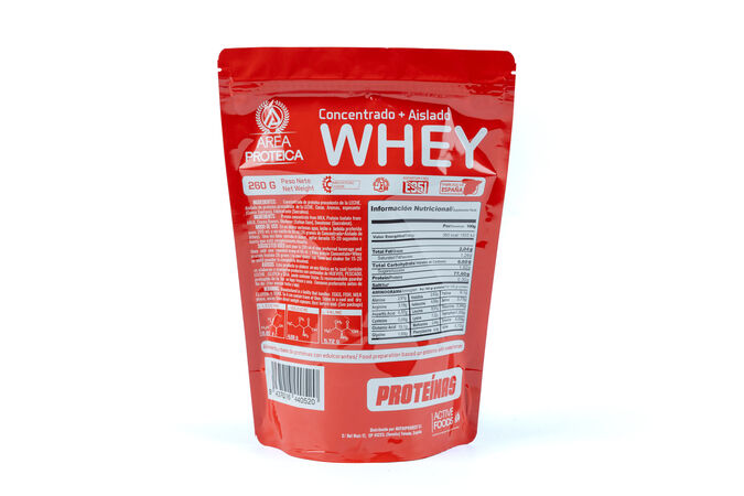 Proteína Whey de chocolate Área proteica 260g