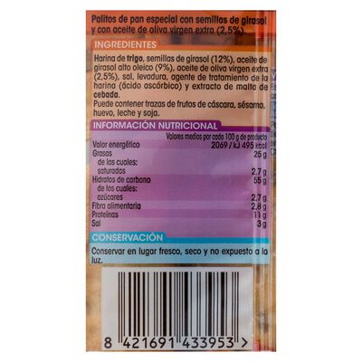 Palitos de pan crujiente Alipende con pipas 2 uds 80g