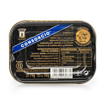 Anchoa del cant&aacute;brico en aceite de oliva Consorcio 50G