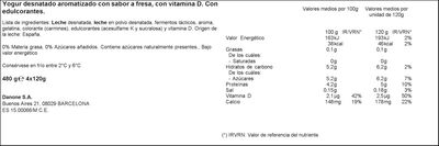 Yogur desnatado Vitalinea pack 4 fresas