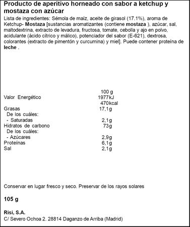Palomitas de ketchup y mostaza sin gluten Risi 105g
