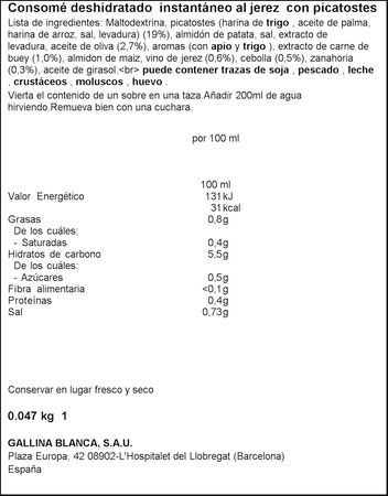 Consom&eacute; al jerez Sopinstant 46g con picatostes