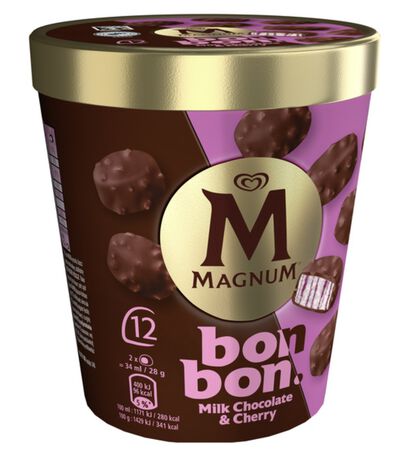 Helado bonbon magnum con chocolate con leche y cereza Magnum 12 unidades