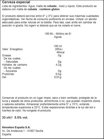 Cerveza rubia especial El Águila Dorada lata 33cl