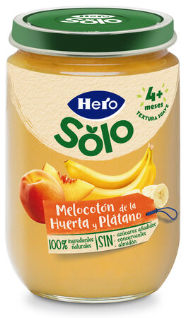 Alimento Infantil Hero Solo Tarro 190gr Melocotón Y Plátano (Desde +4 Meses)