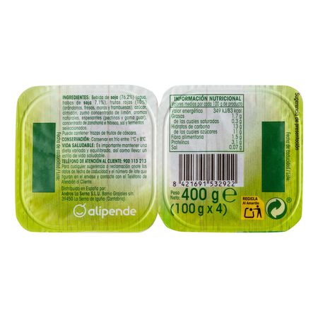 Postre de soja Alipende pack 4 frutos rojos