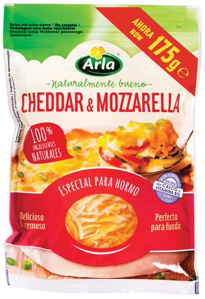 Rallado Cheddar& Mozzarella Arla 175 gr Especial Para Horno