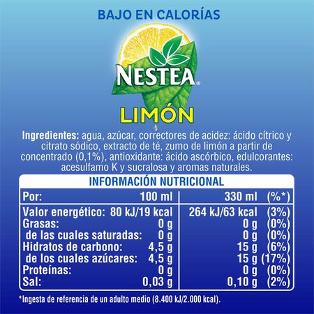 Refresco de té negro Nestea lata 33cl limón
