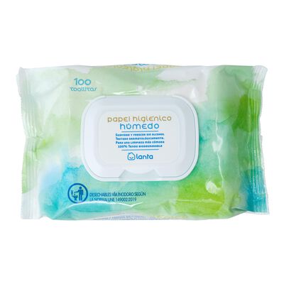 Papel higi&eacute;nico h&uacute;medo Lanta 100 uds