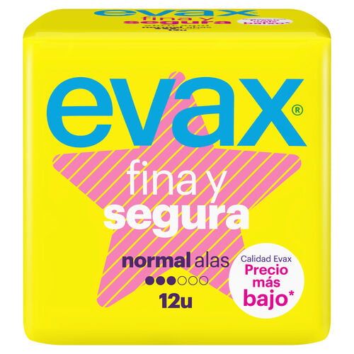Compresas con alas Evax fina y segura 12 uds normal