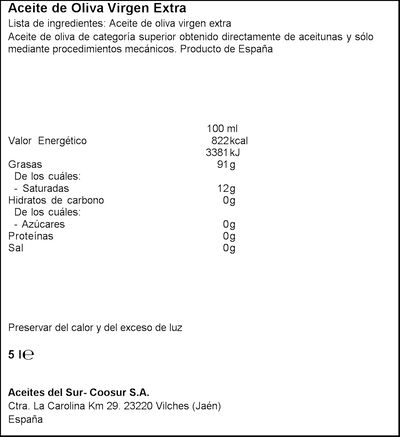 Aceite de oliva virgen extra Coosur 5l