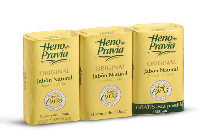 Jabón en pastilla Heno De Pravia 150g pack-3 original