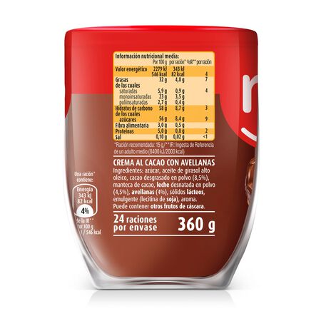 Crema de cacao y avellanas Nocilla 360g original